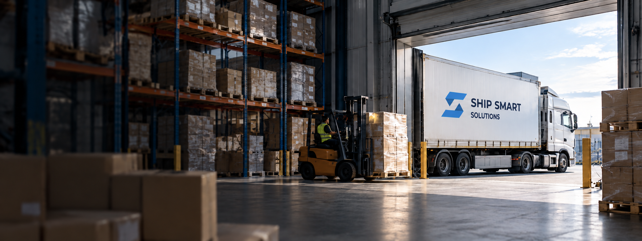 Ship Smart Solutions truck being loaded inside a warehouse